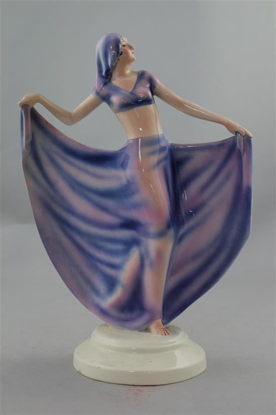 Josef Lorenzl for Goldscheider. An Art Deco figurine of a dancer, 26cm., slight restoration